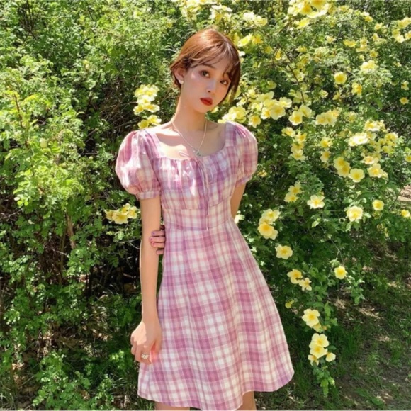Cottagecore princess gingham purple dress💗 - Picture 1 of 4